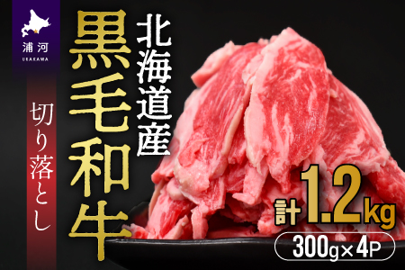 北海道産 黒毛和牛切り落とし(300g×4P)計1.2kg[11-1151]