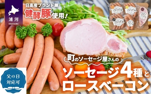 [父の日対応]町のソーセージ屋さんの「ソーセージ4種とベーコン(計660g)」セット[09-1253]