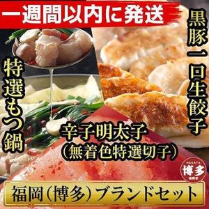 博多ブランド堪能セット もつ鍋2.5人前・辛子明太子 450g(150g×3パック)・博多黒豚餃子75個(25個×3パック)[1週間以内に発送!]