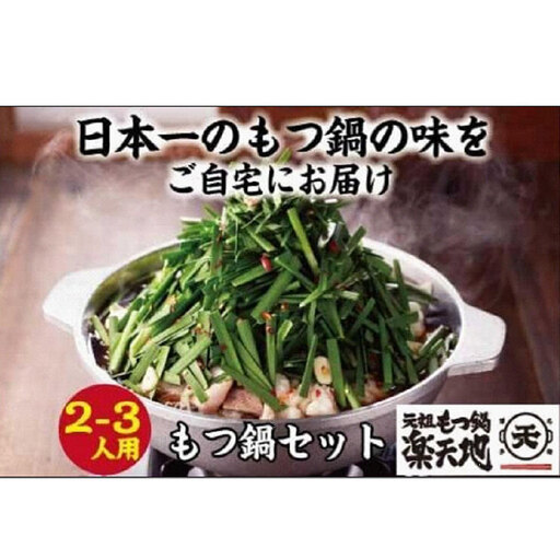 ＜全12回定期便＞【元祖もつ鍋楽天地】元祖もつ鍋セット 2～3人前 牛もつ300g（醤油味）（麺付き）小分け