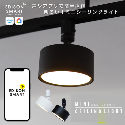 エジソンスマート ミニシーリングライト アーム付き(ダクトレール用) 福岡市[カラー選択可] ブラック