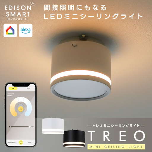 エジソンスマート TREO ミニシーリングライト 引掛けシーリング用 福岡市 [カラー選択可] ブラック