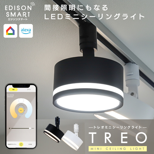 エジソンスマート TREO ミニシーリングライト アーム付き(ダクトレール用) 福岡市[カラー選択可] ブラック