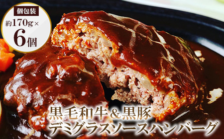 黒毛和牛&黒豚デミグラスソースハンバーグ6個セット_肉 ハンバーグ 牛肉 肉 ハンバーグ 豚肉 _[配送不可地域:離島]