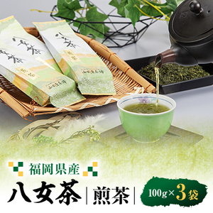 八女茶(福岡県産)煎茶 100g×3_飲料・ドリンク 八女茶 茶 日本茶_