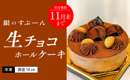 老舗洋菓子店[銀のすぷーん]冷凍 生チョコ ホールケーキ(直径18cm)_Dw045