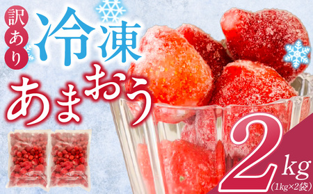 [訳あり]冷凍あまおう(いちご)2kg_訳あり いちご 冷凍 あまおう 2kg 1kg×2袋 福岡 国産 完熟 鮮やかな 赤色 ふっくら 丸い形 食べごたえ 大粒 甘み 酸味 バランス 絶妙 スムージー ジャム ヨーグルト シャーベット デザート アイス おやつ 果物 フルーツ 福岡県 久留米市 送料無料_Fi217