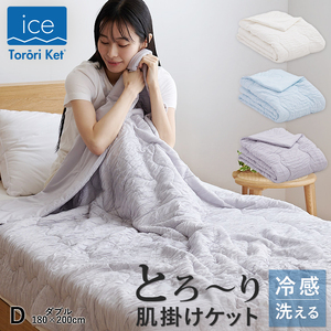 アイスとろーりケット 肌掛け布団 ダブル(アイボリー)_アイス とろーりケット 肌掛け 布団 ダブル 180 × 200cm カラー アイボリー キルト ひんやり 冷感 洗える 夏 熱帯夜 柔らか リバーシブル 掛け心地 レーヨン 吸湿 ポリエステル マイクロ 長繊維 清潔 送料無料_Qc170-iv