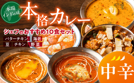 [中辛]ビスヌ 本格カレー シェフのおすすめ10食_ビスヌ 本格 カレー シェフ おすすめ 10食 バターチキン 豆 海老 チキン 野菜 各 2個 中辛 インドカレー スパイス こだわり インド 直輸入 Aランク できたて 冷凍 真空パック お取り寄せ 福岡県 久留米市 送料無料_Ca047-02