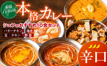 [辛口]ビスヌ 本格カレー シェフのおすすめ10食_ビスヌ 本格 カレー シェフ おすすめ 10食 バターチキン 豆 海老 チキン 野菜 各 2個 辛口 インドカレー スパイス こだわり インド 直輸入 Aランク できたて 冷凍 真空パック お取り寄せ 福岡県 久留米市 送料無料_Ca047-03