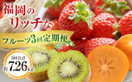 福岡のリッチなフルーツ3回定期便[2025年10月下旬〜12月下旬発送予定] 秋王 柿 かき カキ 甘うぃ キウイ いちご イチゴ 苺 あまおう 大きい 大粒 あまい 甘い 果汁 果物 フルーツ 高級 7.26kg