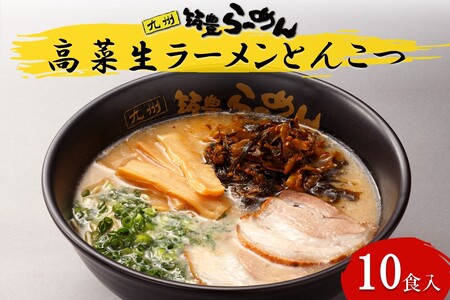 高菜生ラーメンとんこつ10食セット[A5-505]生麺 豚骨 山小屋 やまごや 九州筑豊ラーメン 拉麺 高菜 たかな 飯塚