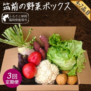 筑前のお野菜4〜7種類[3カ月定期便][B3-072] 飯塚市産 お野菜 旬 定期便