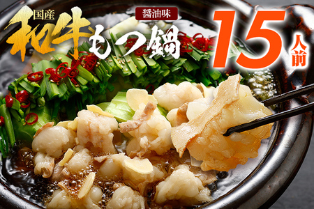 訳あり もつ鍋 醤油味 15人前 国産牛小腸 お土産 美味しい 豪華 贅沢 福岡県 福岡 九州 グルメ お取り寄せ