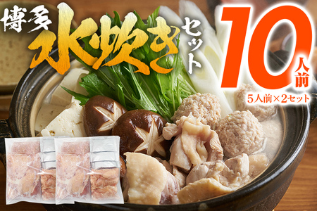 博多 水炊き セット 10人前 もも肉 つみれ 手羽元 鶏肉 鍋セット モモ肉 鶏もも肉