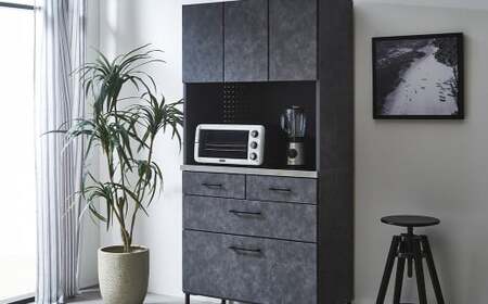 フィオーレ90 キッチンボード LBR・DGY 強化紙 ステンレス 食器棚 キッチン収納 パン作り ピザ作り 料理 インダストリアル 家具 インテリア 福岡県 柳川市 送料無料