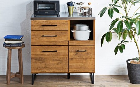 フィオーレ85カウンター LBR・DGY 強化紙 ステンレス食器棚 キッチン収納 パン作り ピザ作り 料理 アイランドキッチン 家具 インテリア 福岡県 柳川市 送料無料