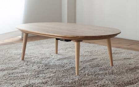 くりの楕円突板こたつ (幅120cm・フラットヒーター付・国産栗材突板・ウレタン塗装) / 炬燵 こたつ コタツ テーブル 机 木製 インテリア 家具 家電 暖房 フラットヒーター 防寒 リビング 日本製 福岡県 柳川市