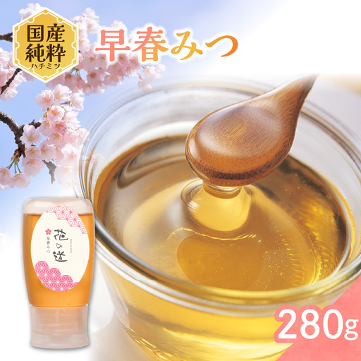 国産純粋蜂蜜 早春みつ 280g 非加熱 はちみつ ハチミツ 生はちみつ ローハニー オススメ 贈答 贈り物 プレゼント 八女市 183-019