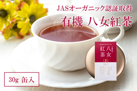 有機 八女紅茶 30g 缶入 紅茶 抹茶 茶 深蒸し茶 数量限定 期間限定 二番茶 福岡県 八女市 028-017