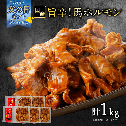 [父の日ギフト]国産[馬ホルモン]200g×5パック 計1kg 父の日ギフト 贈り物 馬肉 焼肉 旨辛味 小分け 馬 馬肉 ホルモン 旨辛 小分け 食べきりサイズ 炒め 焼きそば おつまみ おかず 200g 5袋 福岡県 八女市 176-043-C
