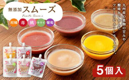 無添加スムーズ (柑橘・苺・桃・キウイ・葡萄) 各100g 5点セット