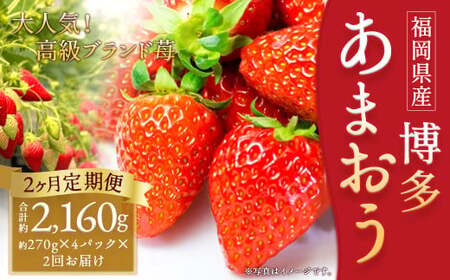 [2回定期便]いちご「あまおう」 約270g×4パック 合計 約2,160g [2026年1月上旬順次発送開始予定]