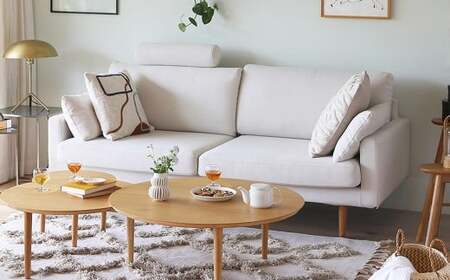 【アイボリー】 高野木工 LEO SOFA レオソファ 3人掛け ウォルナット脚 【5年保証】 ソファ インテリア 家具 九州 福岡県 筑後市