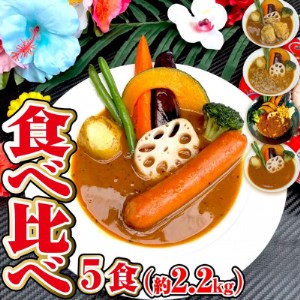 [食べ比べ]スープカレー食べ比べ5食セット(約2.2Kg)ジャングルスープカレー[配送不可地域:離島]