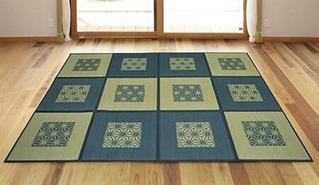 中敷きラグ DX麻の葉 ネイビー 200×266