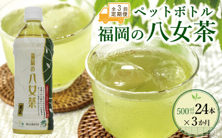 [全3回毎月定期便]八女茶 煎茶ペットボトル 500ml×24本