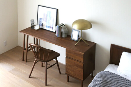 [開梱設置]高野木工 プレーンデスク SET9 ウォルナット(W150×D45cm)[10年保証]