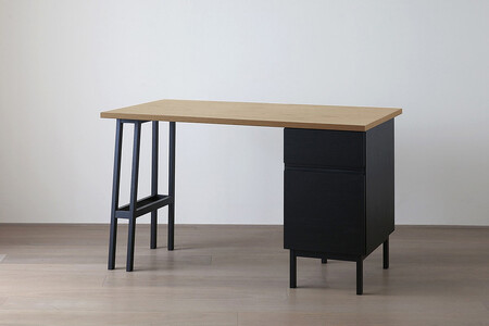 [開梱設置]高野木工 プレーンデスク SET6 天板/オーク パーツ/オーク黒塗装(W120×D70cm)[10年保証]