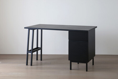 [開梱設置]高野木工 プレーンデスク SET5 オーク黒塗装(W120×D70cm)[10年保証]