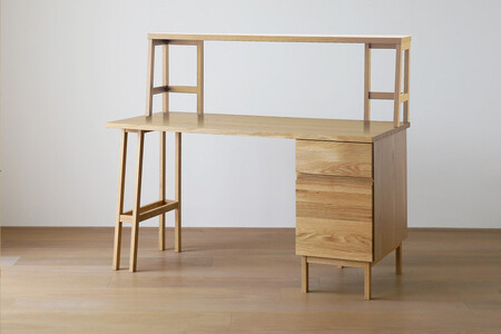 [開梱設置]高野木工 プレーンデスク SET4 オーク(W120×D60cm)[10年保証]