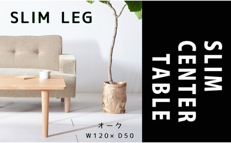 [どんなお部屋にもぴったり] やさしいデザインのスリムセンターテーブル 120×50 オーク ローテーブル 無垢材 国産 大川家具