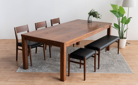 DT12 DC01 BC01 ST01 6点 ダイニングセット ウォールナット オールマイティブラック テーブル 椅子 ベンチ スツール