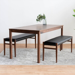 DT01 BC01 3点 ダイニングセット ウォールナット オールマイティブラック テーブル ベンチ