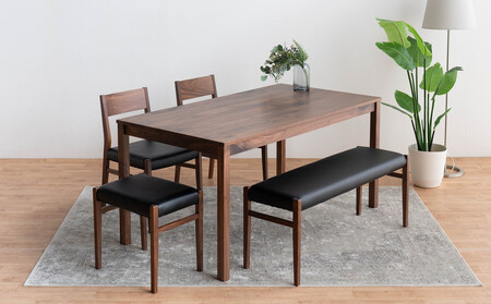 DT01 DC01 BC01 ST01 5点 ダイニングセット ウォールナット オールマイティブラック テーブル 椅子 ベンチ スツール