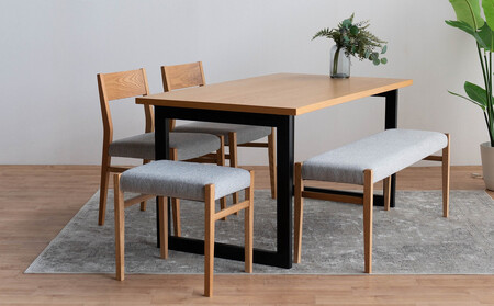 DT02 DC01 BC01 ST01 5点 ダイニングセット オーク アネルカグレー テーブル 椅子 ベンチ スツール