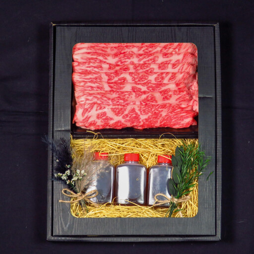 【セット】博多和牛A5ランク　赤身しゃぶしゃぶギフトセット　約500g〜あごだし濃縮付き〜