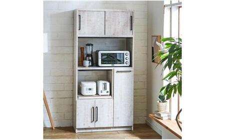 【開梱設置】食器棚 レンジ台 キッチンボード 令和 幅83 アンティークホワイト