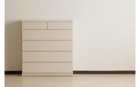 【洗面所などの限られた空間に便利】薄型チェスト 90cm幅5段 (ホワイト木目)