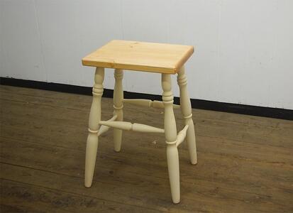 H60 角スツールアンティークホワイト＆アーミッシュ色ツートン