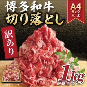 訳あり 博多和牛 切り落とし 1000g ( 500g×2パック ) | 牛肉 和牛 お肉 肉 小分け 切り落とし 切落し 不揃い 1kg 1キロ 肉じゃが 牛丼 野菜炒め ブランド牛 お取り寄せ 高級 グルメ 10000円以下 1万円以下