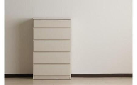 【洗面所などの限られた空間に便利】薄型チェスト 60cm幅5段 (ホワイト木目)