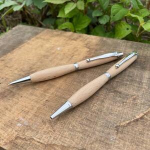 [木製ボールペンとシャープペンシル(0.5mm)のセット(ブナ材・艶消し仕上げ)2Pice]木製ボールペン 木軸ボールペン 木製シャープペンシル 木軸シャープペンシル MUKU屋 MUFactory
