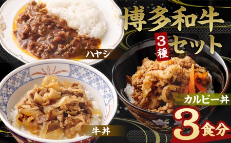 [博多和牛]ハヤシ・牛丼・カルビー丼のセット