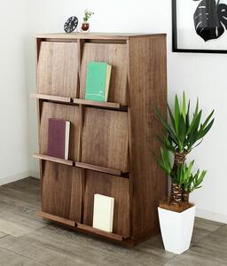 大川家具 ソプラ 76cm マガジンラック 本棚 2列3段 天然木ウォールナット 野中木工所