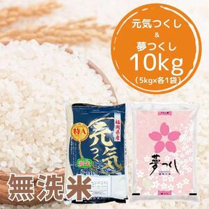 [令和5年産]福岡県産米食べ比べ[無洗米]「夢つくし」と「元気つくし」セット 計10kg